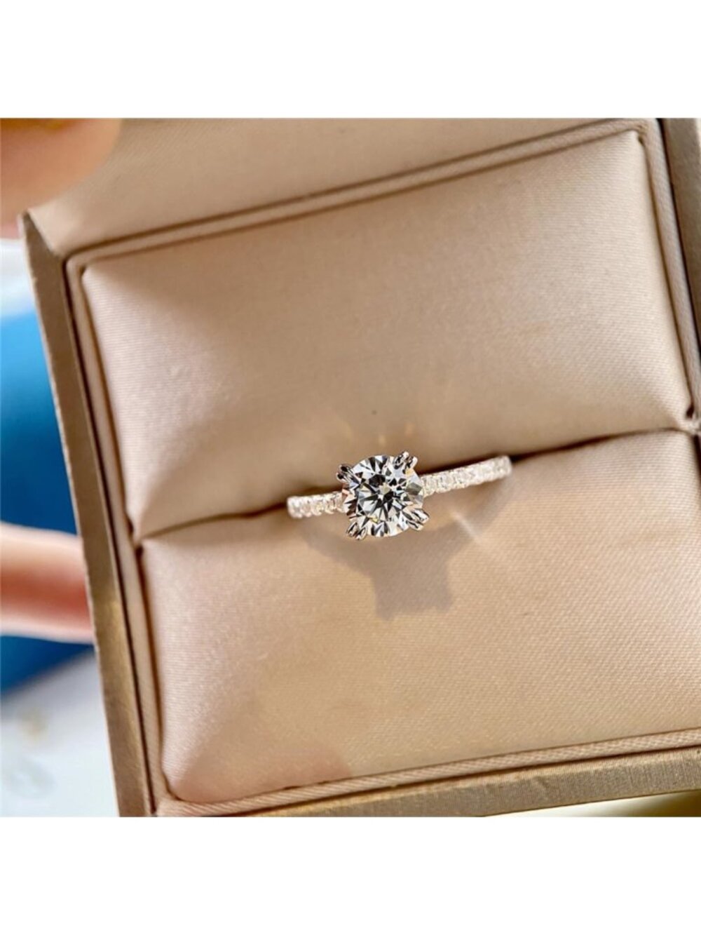 925 Sterling Silver Four Claw CZ Diamond Promise Ring - Elegant Engagement